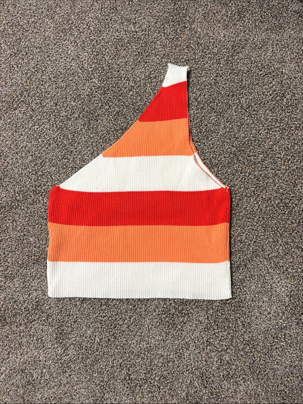 SHEIN One-Shoulder Ribbed Crop Tank in Red, Orange & White